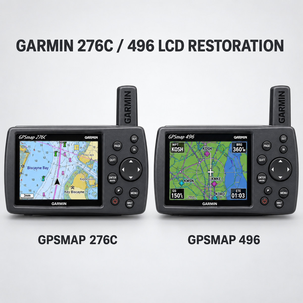 Garmin GPSMAP 276C and 496 LCD restoration service
