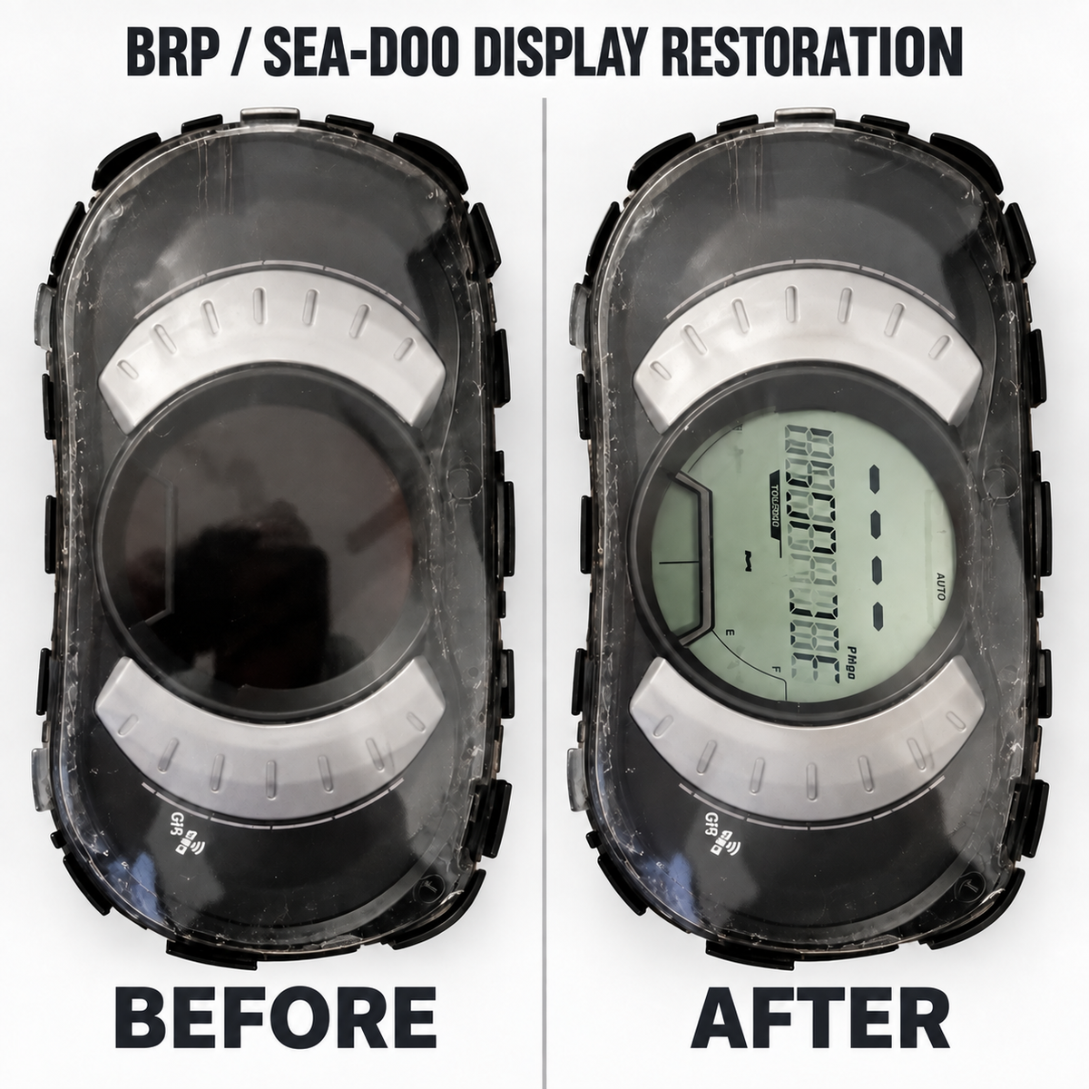 BRP Sea-Doo display restoration before and after