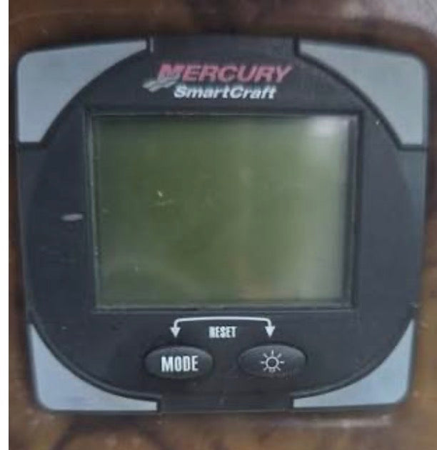 Small Mercury SmartCraft System Monitor with faded LCD before restoration
