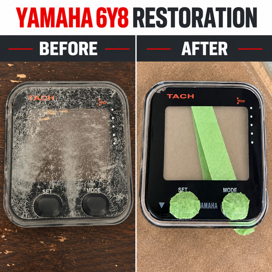 Yamaha 6Y8 Command Link gauge before and after restoration
